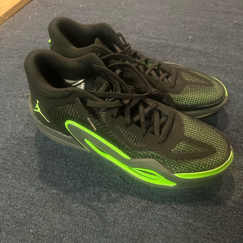 Jordan Athletic Shoes Black and Neon Green